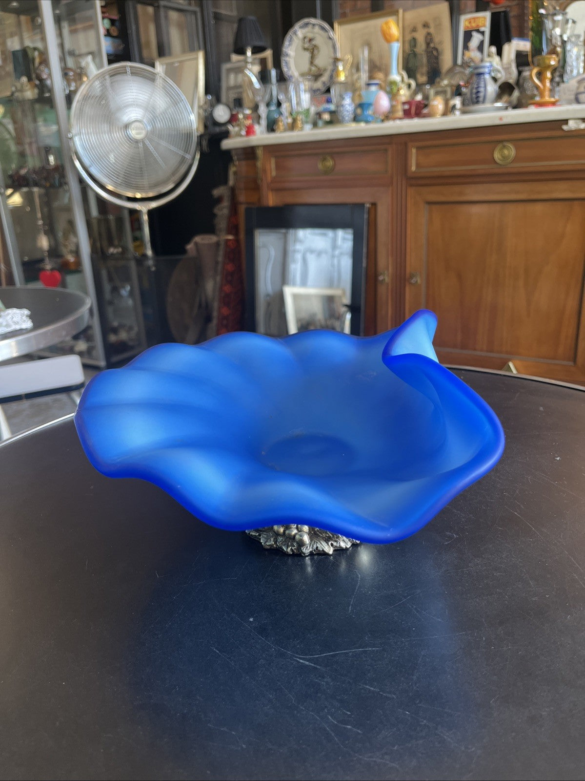 Coupe À Fruits En Verre Bleu