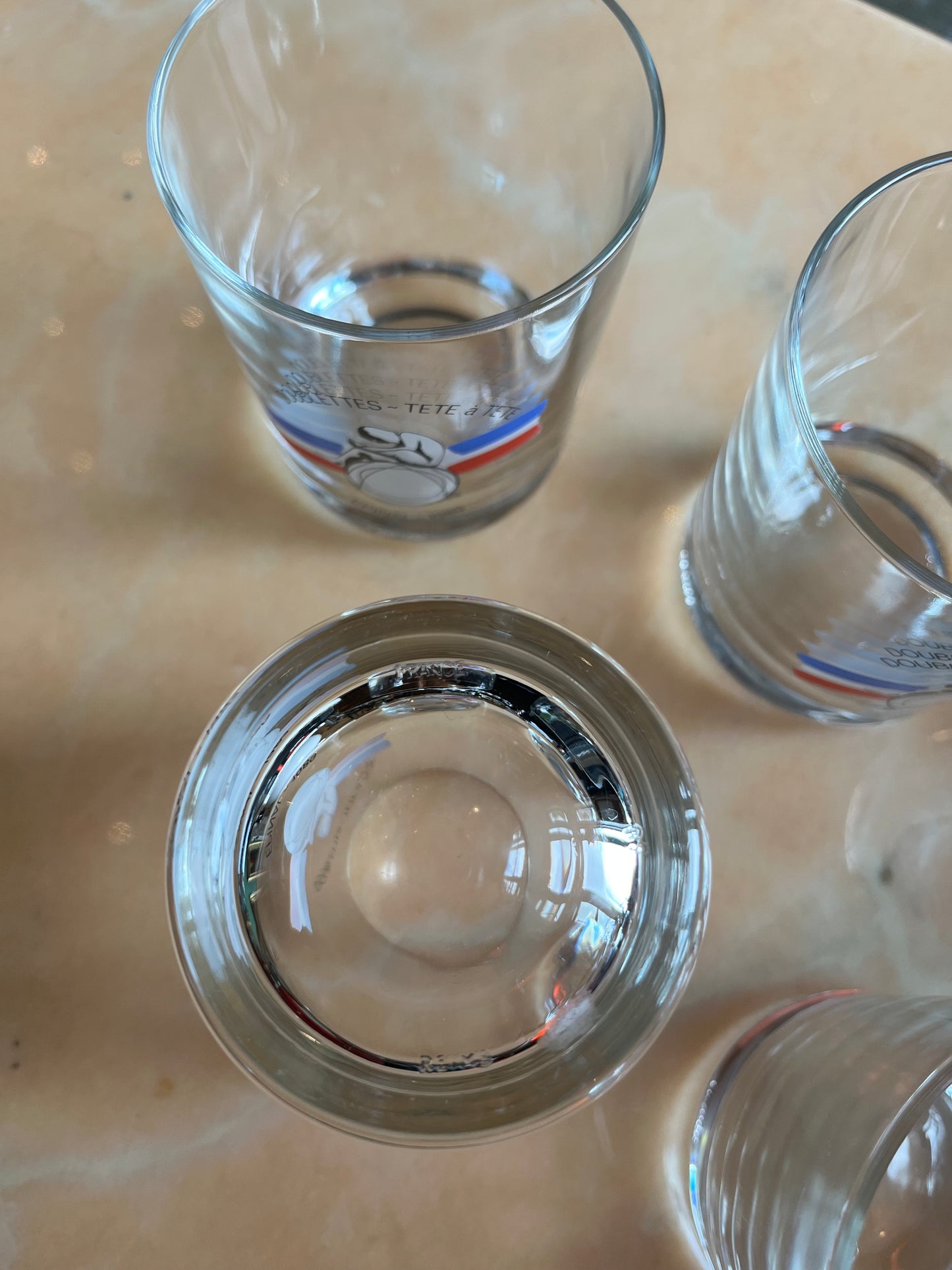 Lot de 5 verres « doublettes tête à tête Épinal 1989 »