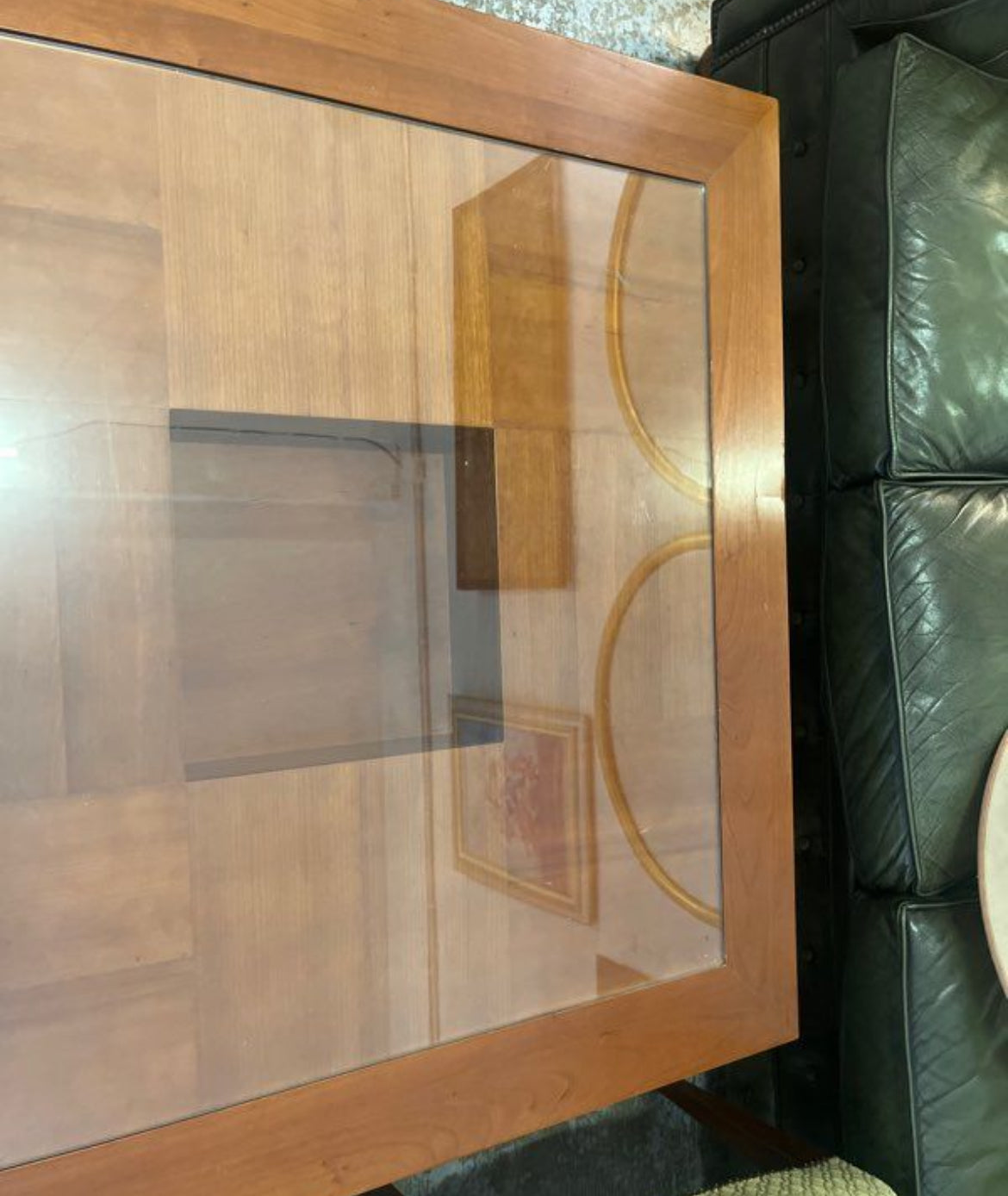 Grande table basse bois plateau verre