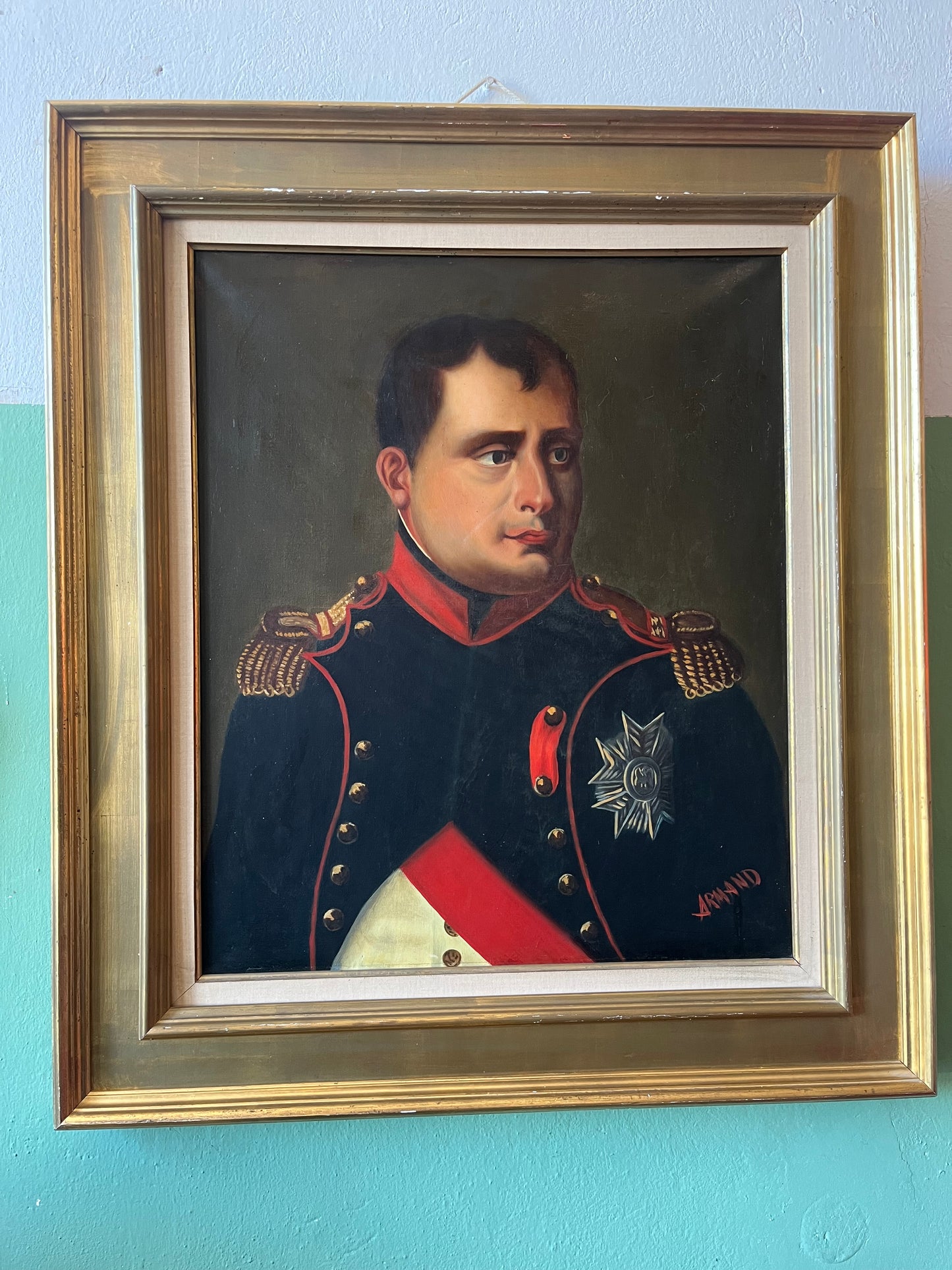 Grande huile sur toile Napoléon signée Armand
