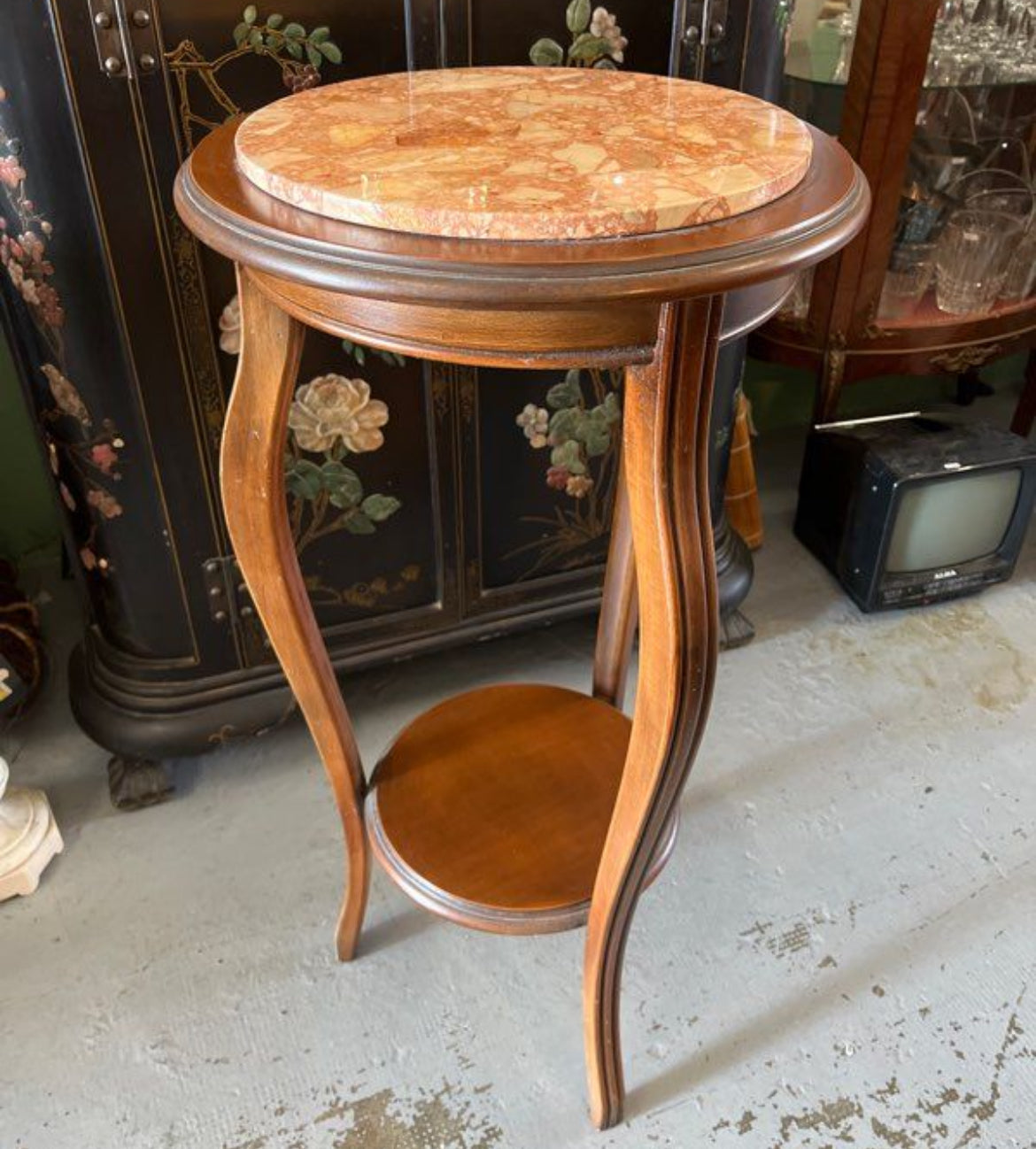 Petite sellette en bois plateau marbre
