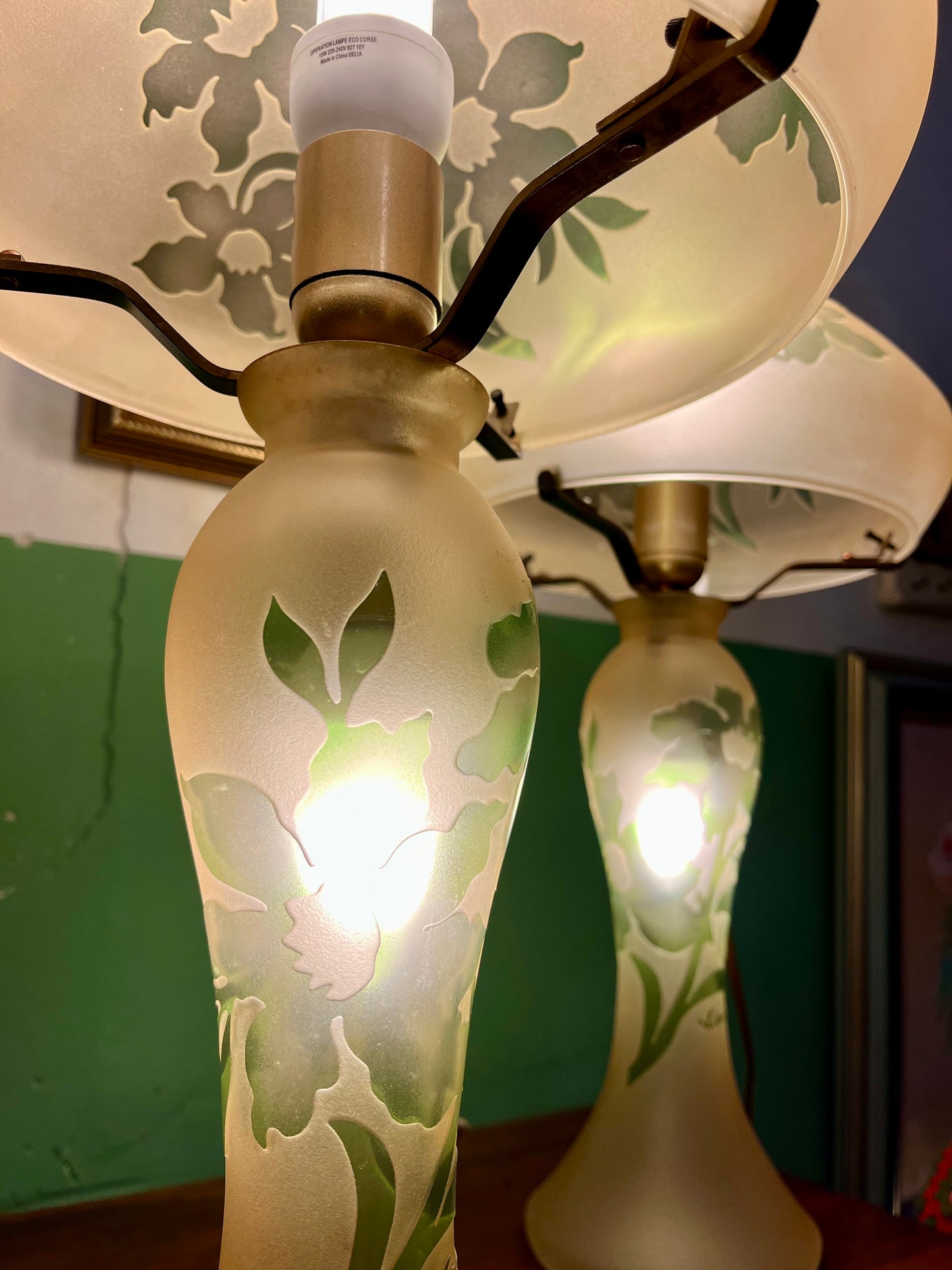Paire de lampe de Vianne verre soufflé