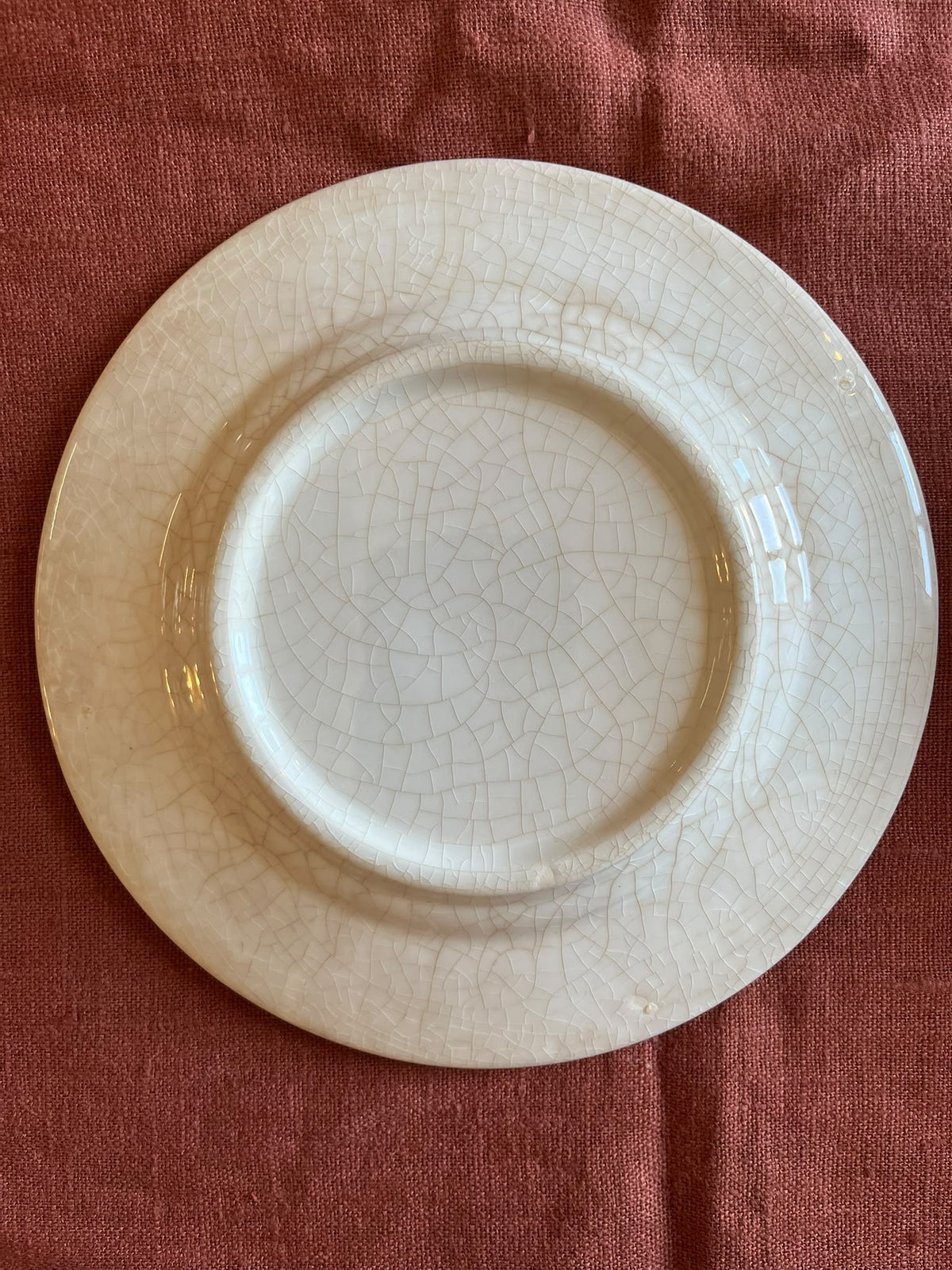 paire assiettes anciennes terre de fer décor cerises rouges 19,5 cm