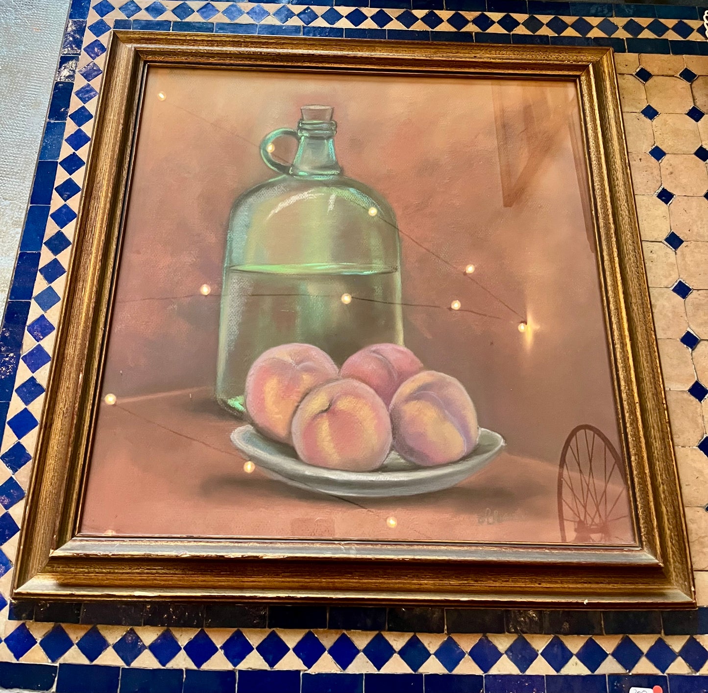 Nature morte peinture pastel signée ARIGHINI