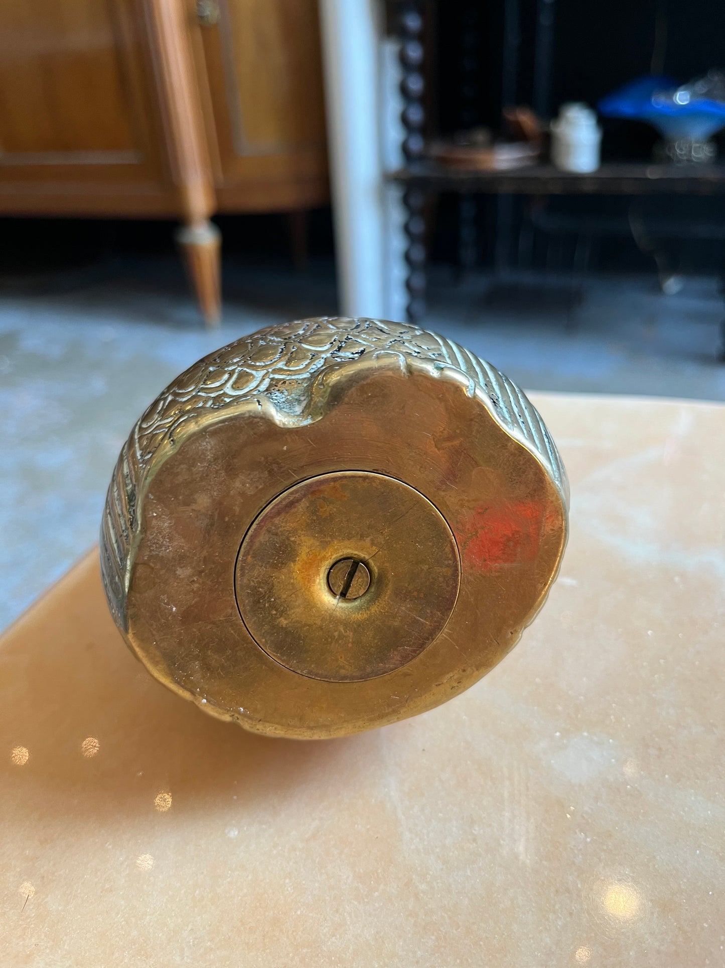 Tirelire forme de chouette en bronze doré