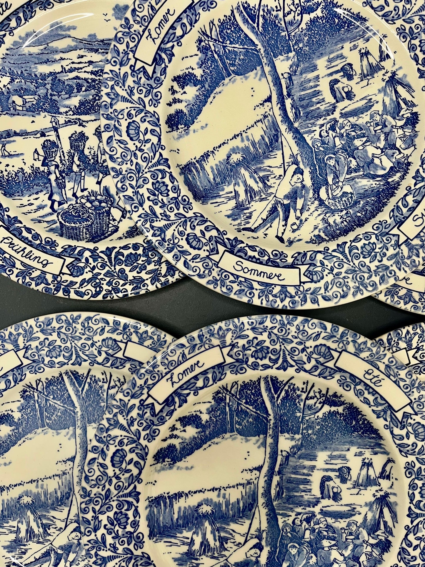 Ensemble de 6 assiettes printemps été