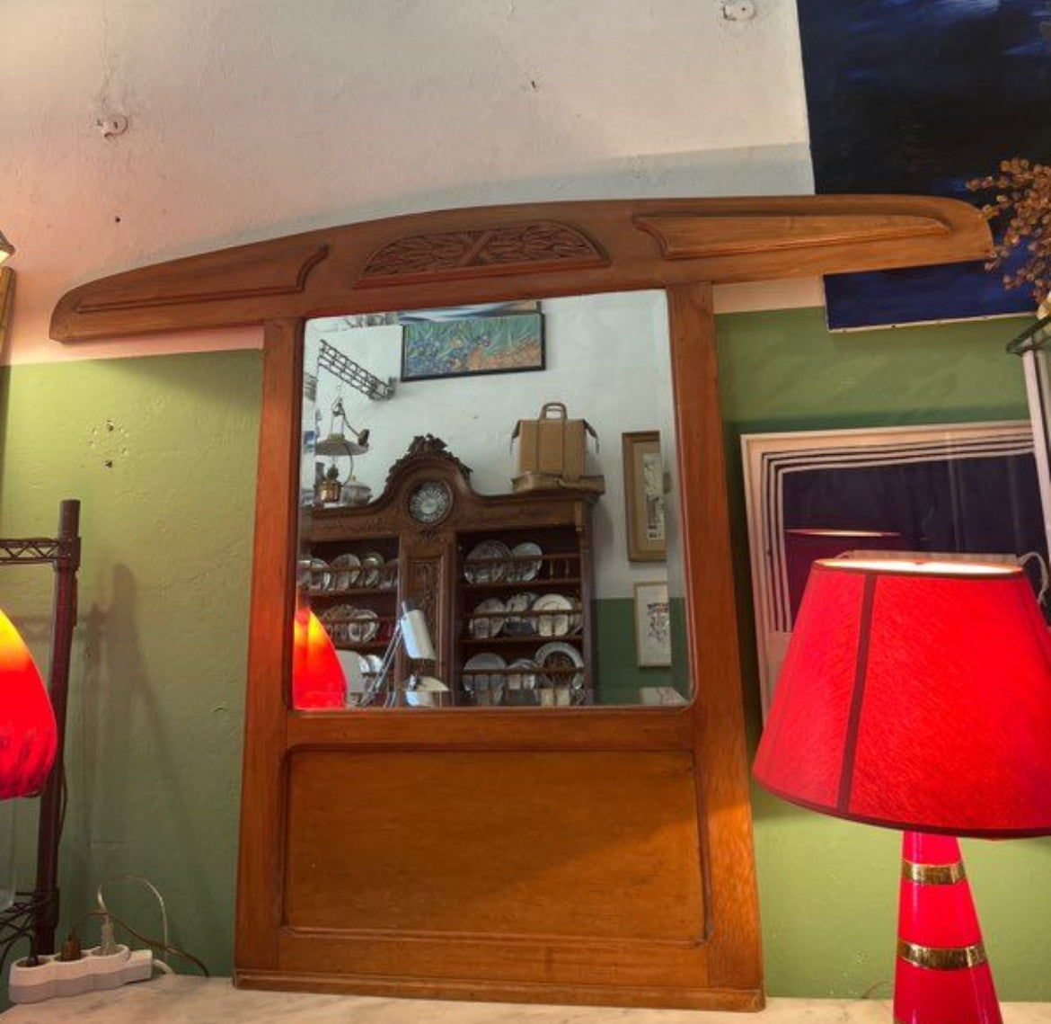 Miroir biseauté en bois art deco