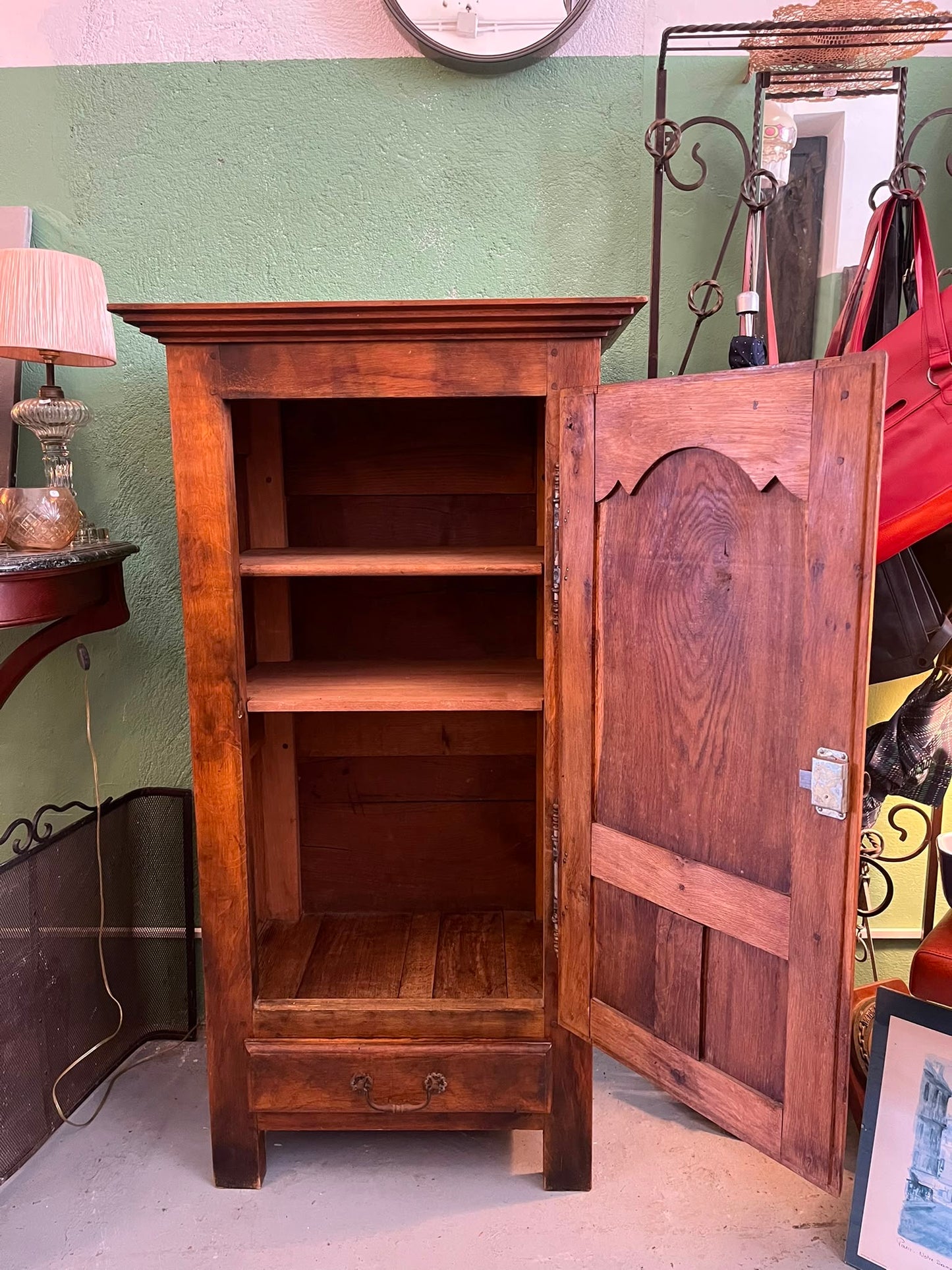 Confiturier rustique ancien en chêne massif avec tiroir