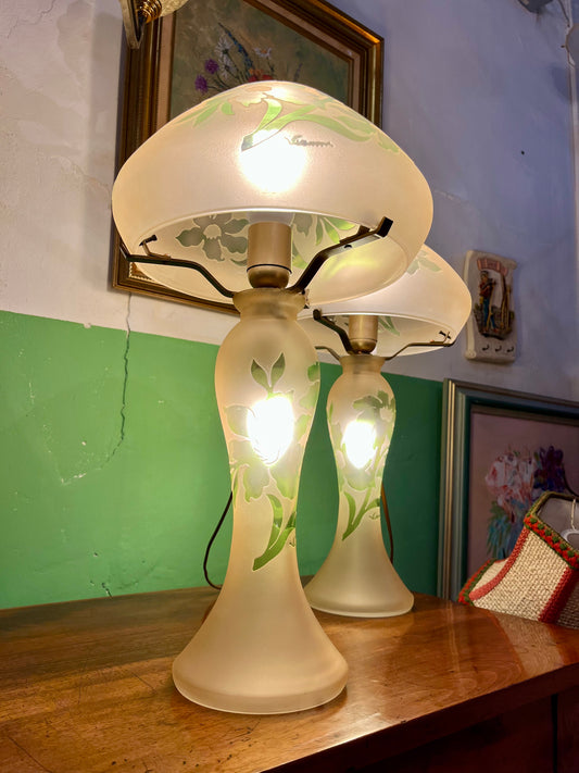 Paire de lampe de Vianne verre soufflé