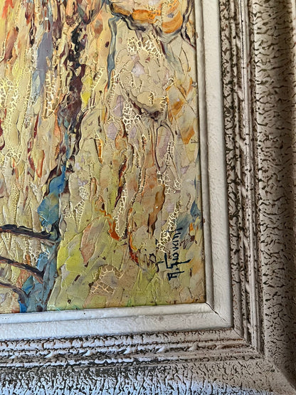 Huile au couteau marine méditerranéenne signée – grand format encadré