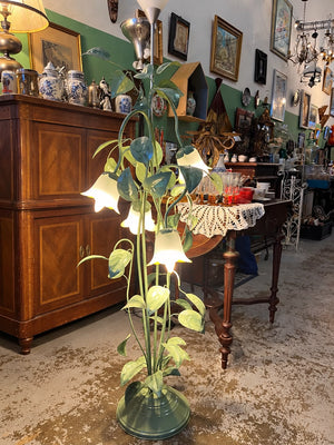 Lampadaire floral vintage à 4 lumières – Métal vert