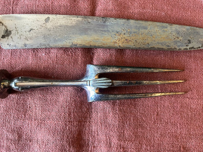 Service à découper ancien argent fourré Mattei Bastia couteau fourchette écrin