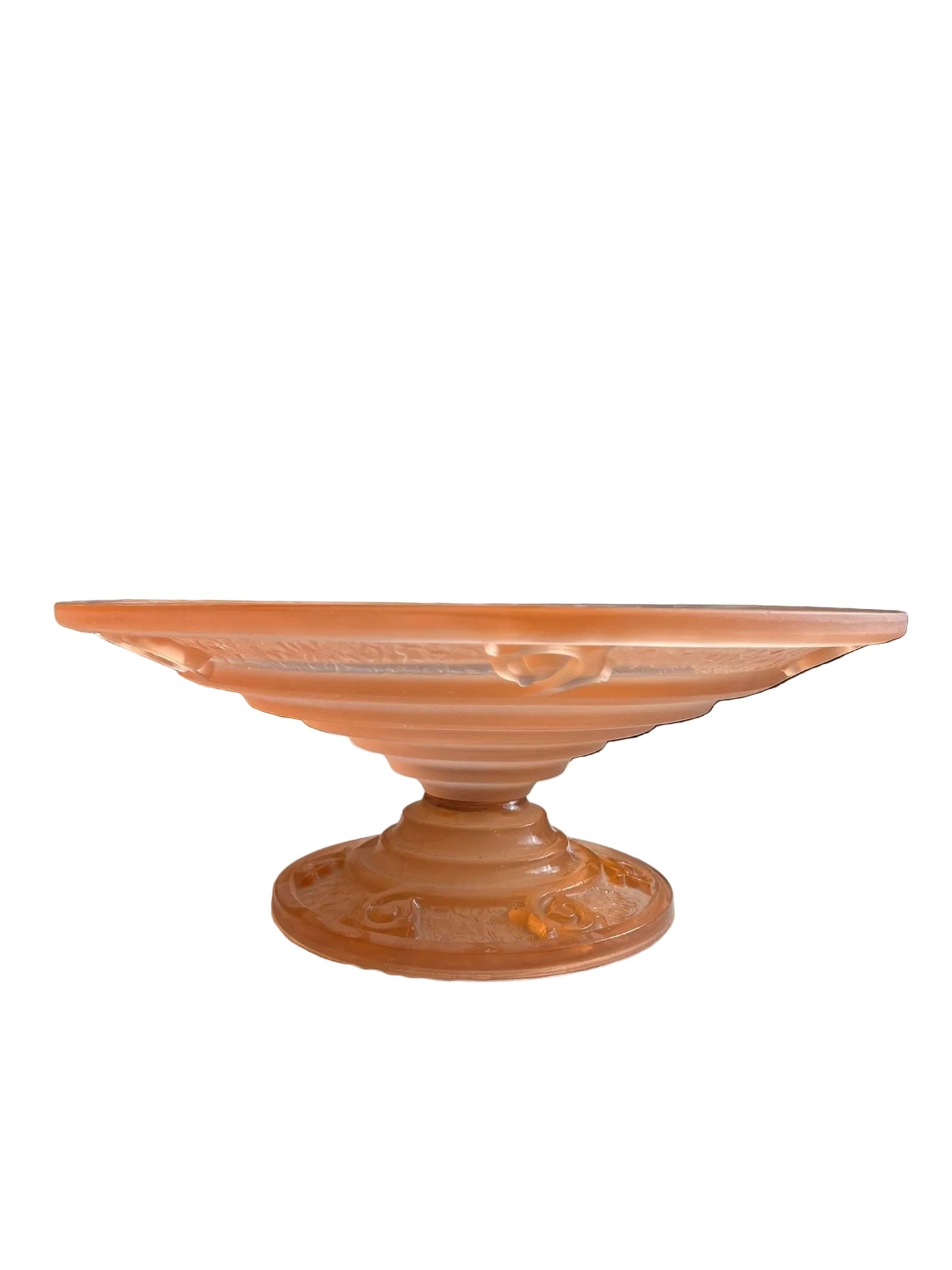 Coupe sur pied Art déco en verre satiné rose – Modèle Verdun – 35 cm