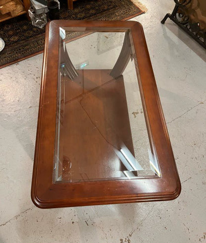 Table basse en bois et verre art déco