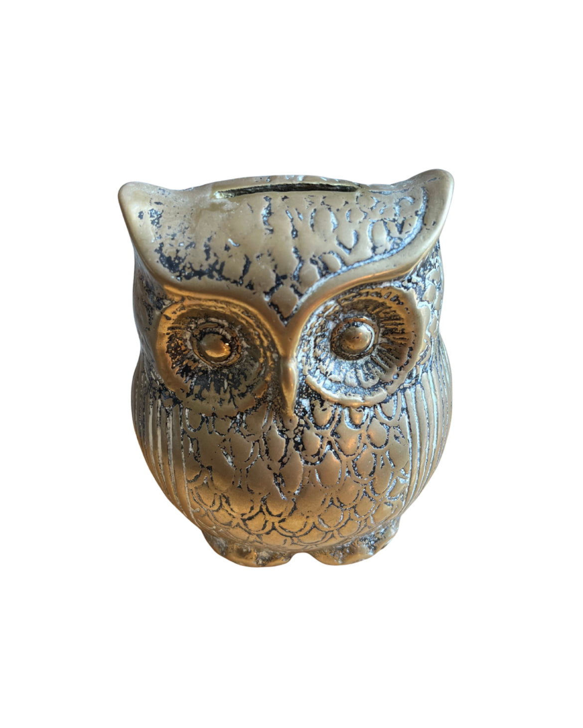 Tirelire forme de chouette en bronze doré