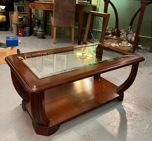 Table basse en bois et verre art déco
