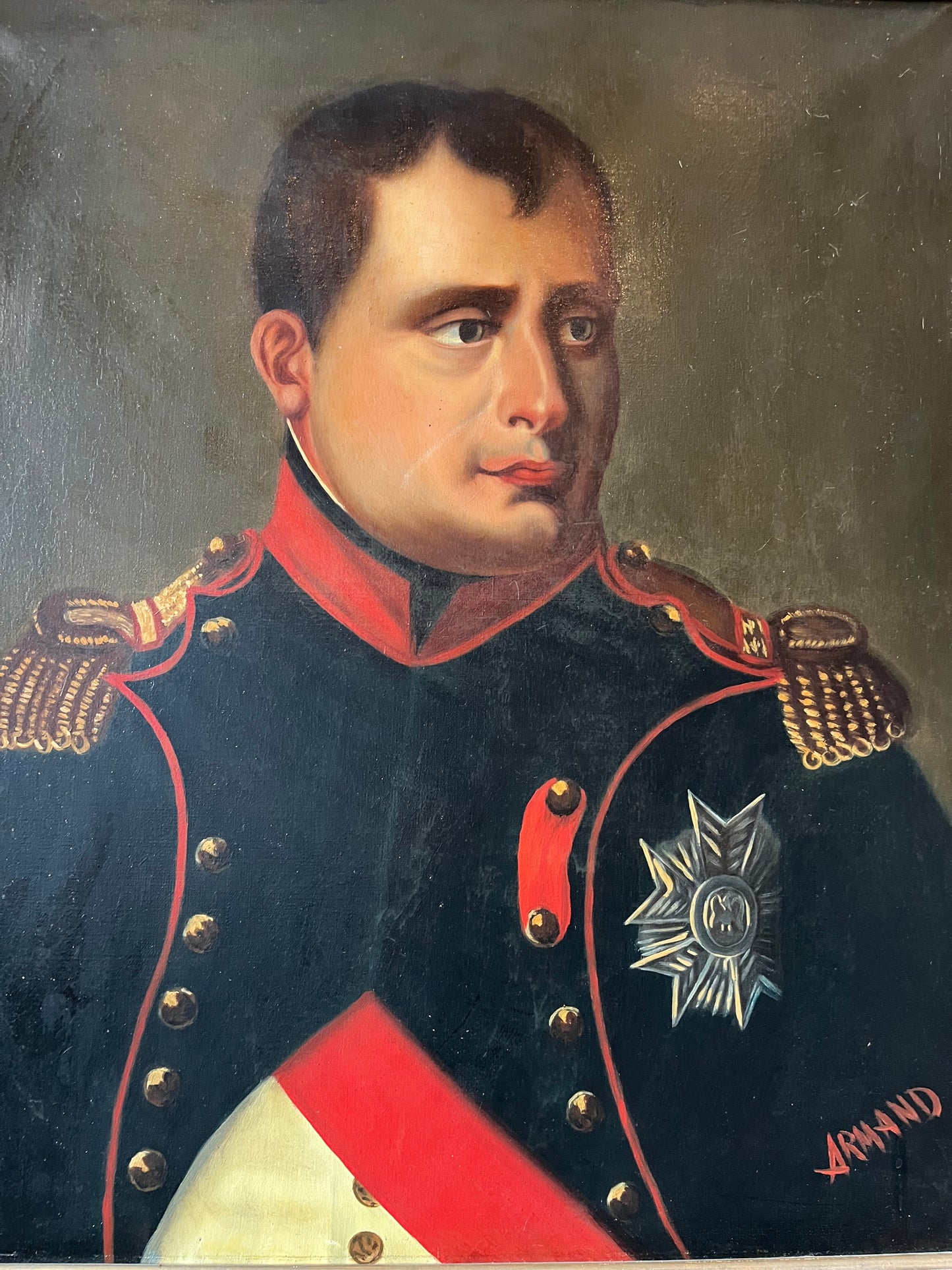 Grande huile sur toile Napoléon signée Armand