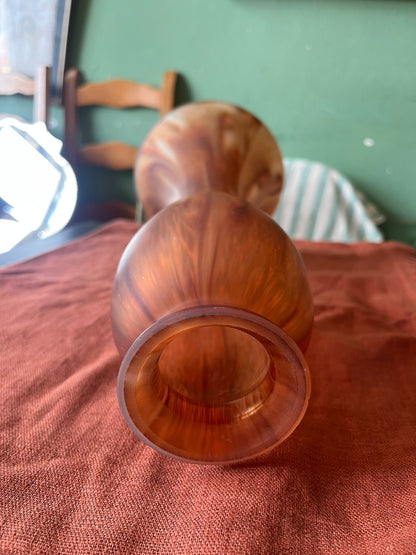 Grand vase en pâte de verre marbrée brun ambré – XXe siècle
