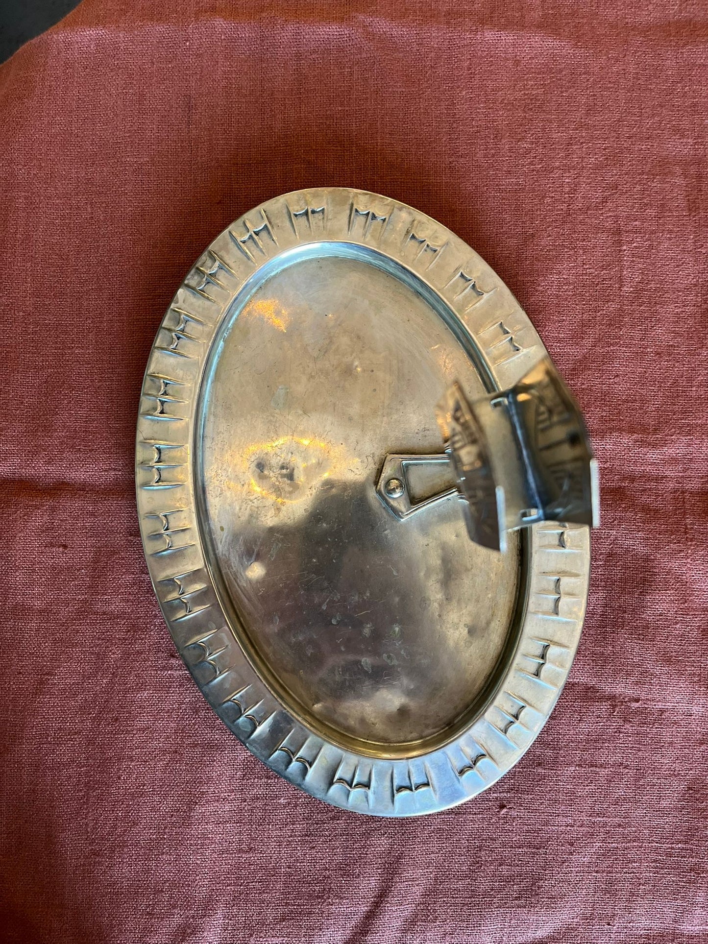 Vide-poche Art déco en métal argenté avec porte-cartes, années 1930