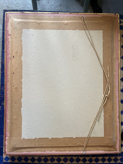 Tableau Peinture Paysage Lac Signé Encadrement Bois Doré