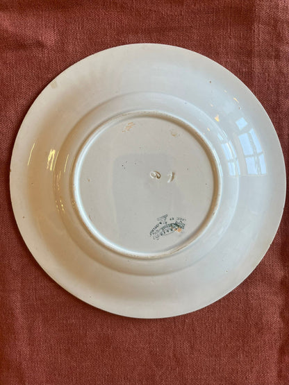 Assiette ancienne terre de fer Creil et Montereau « Les plaisirs du ménage » n°5