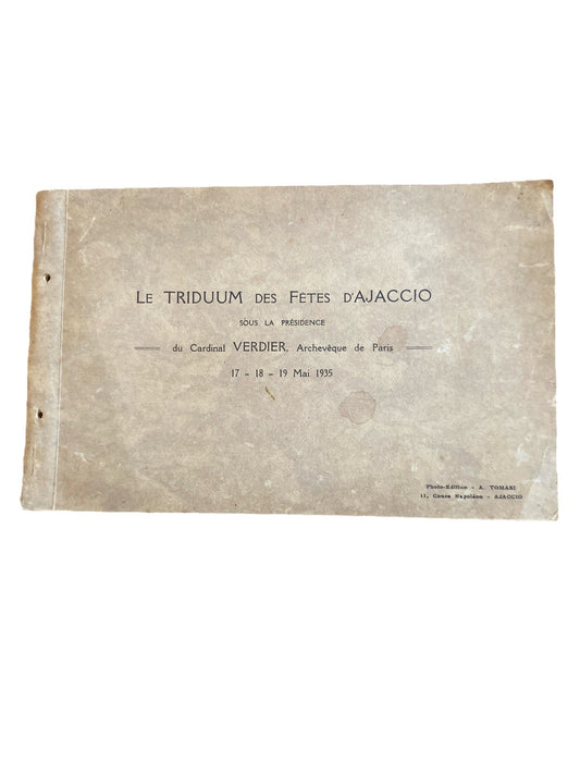 Triduum Fêtes d’Ajaccio 1935 Cardinal Verdier Brochure Ancienne