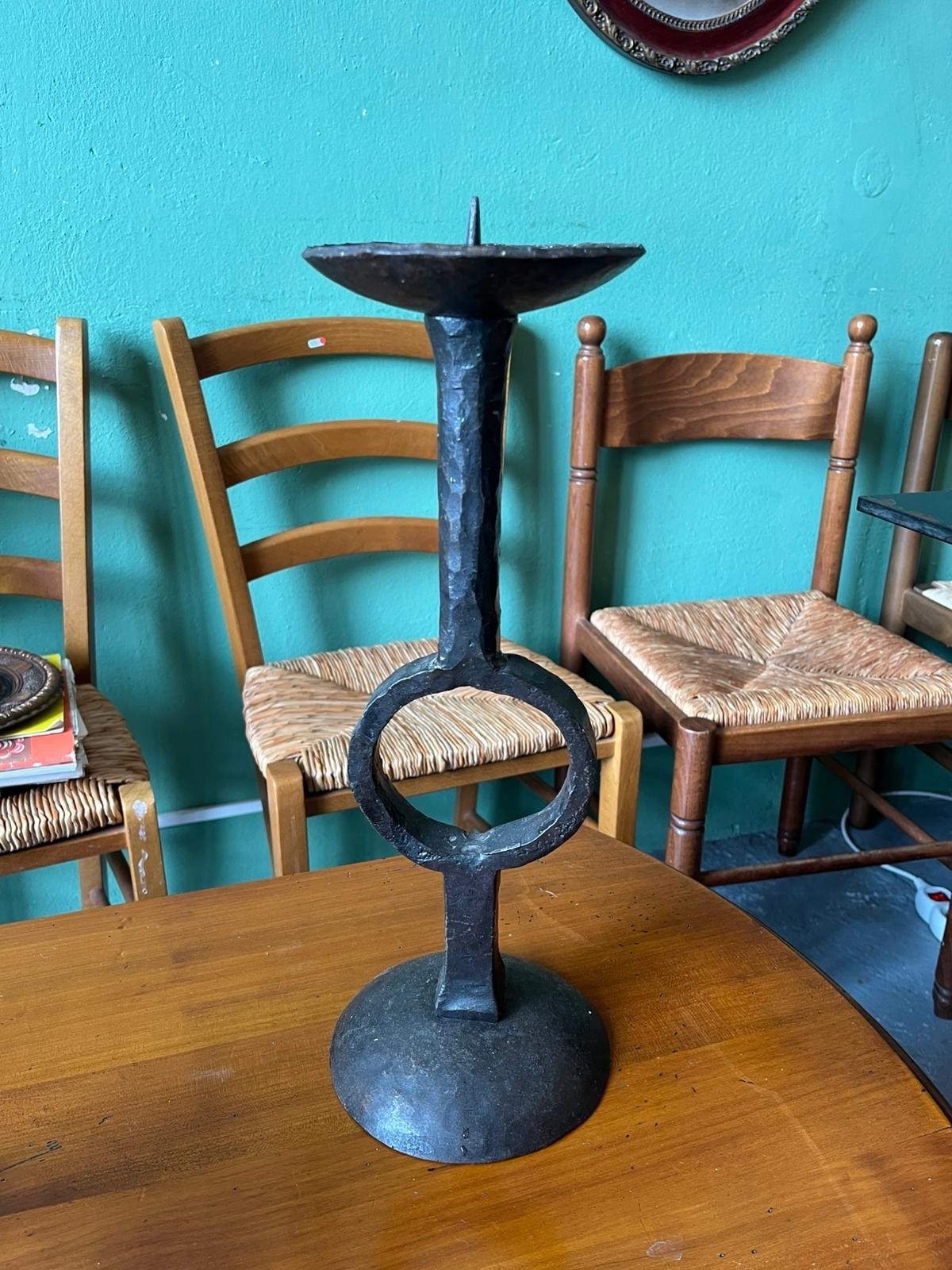 Bougeoir fer forgé ancien style médiéval chandelier déco