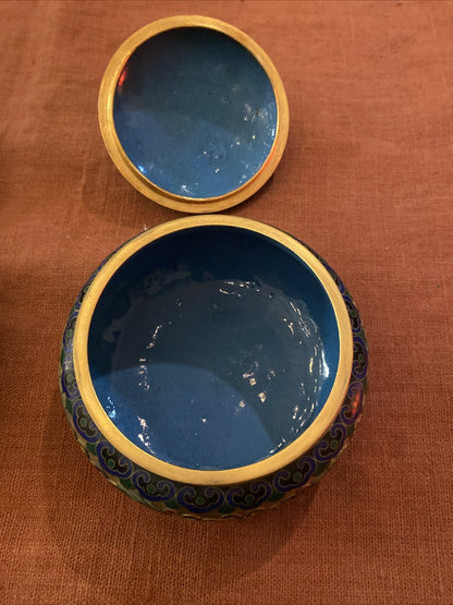 Paire De Pots Bonbonnières Chine Cloisonnées Polychrome
