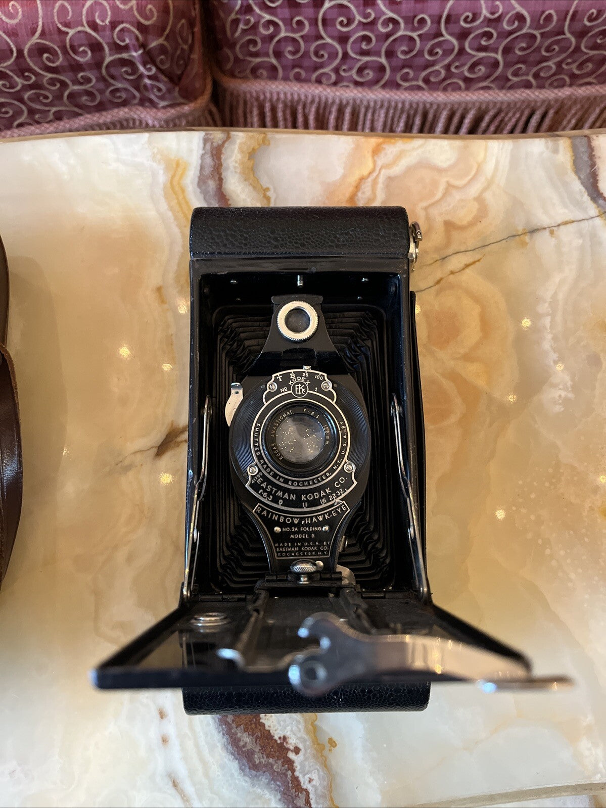 Ancien Appareil Photo Pliable Hawk Eye Avec Son Boîtier