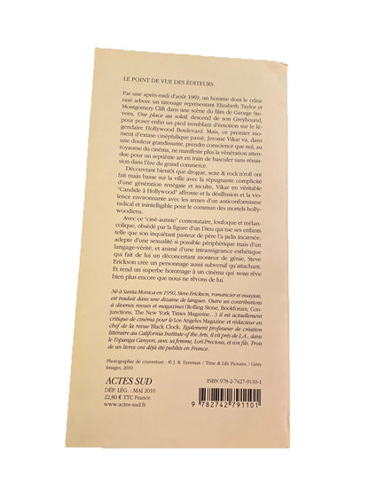 Arrière du livre Zeroville de Steve Erickson publié par Actes Sud avec descriptif et code-barres.