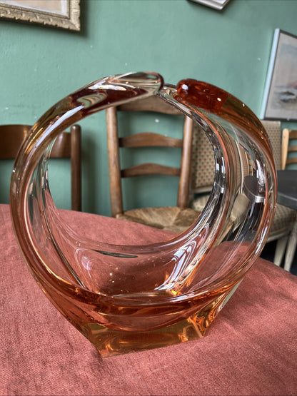 Corbeille, Centre De Table / Vide Poche Orange Verre Cristallin