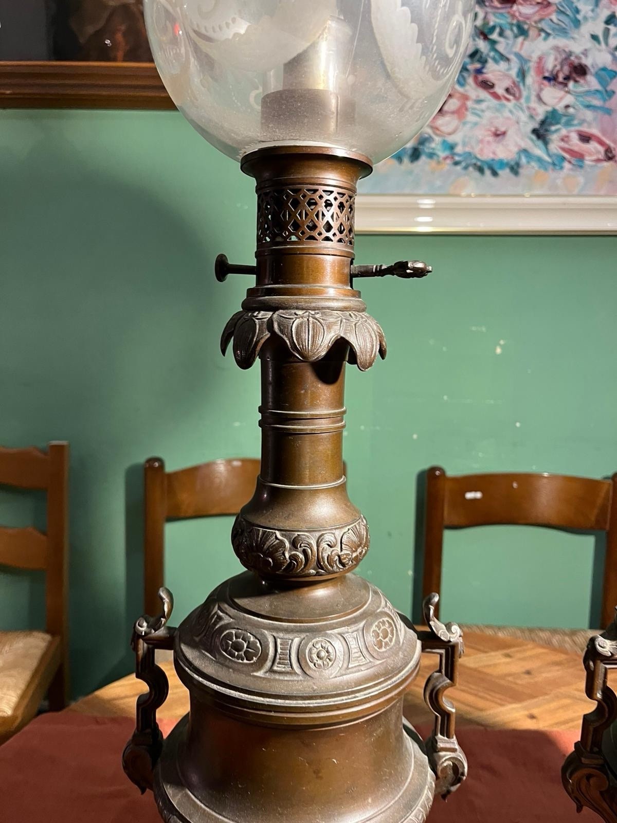 Paire de grandes lampes anciennes Napoléon III