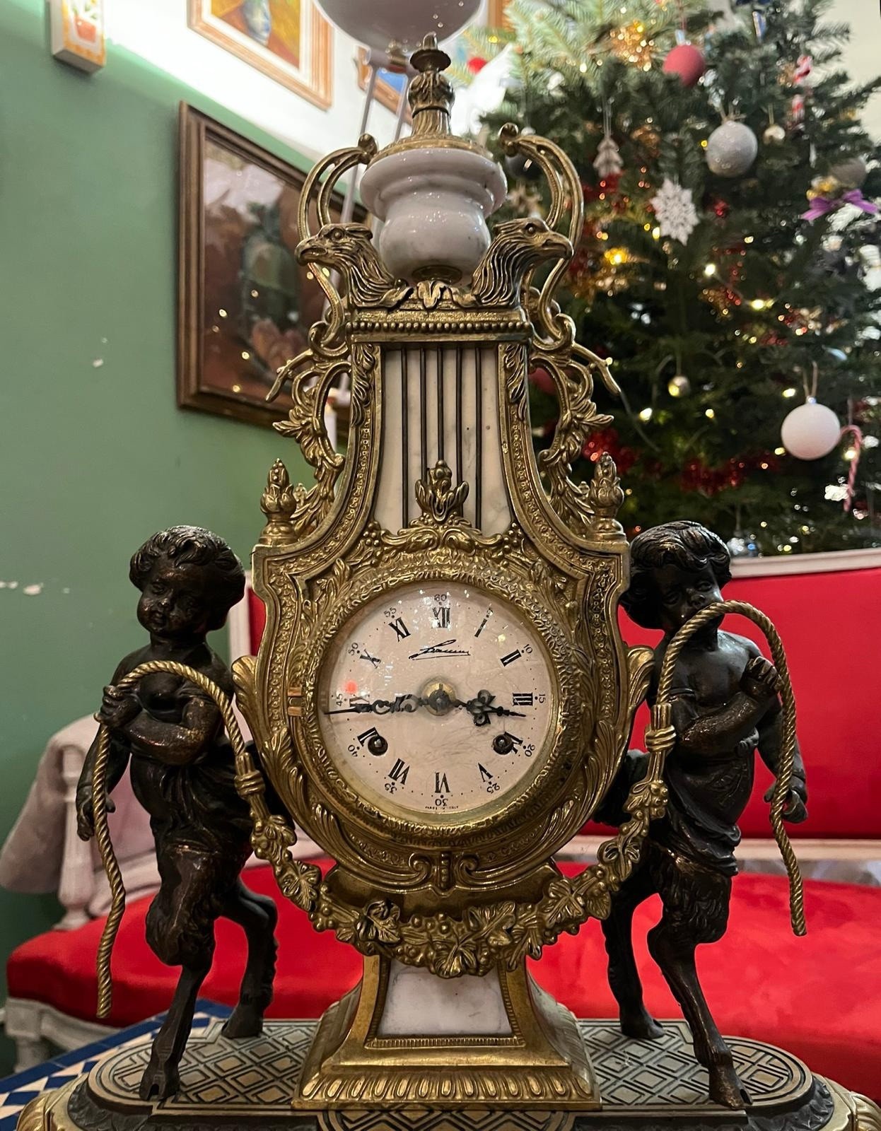 Pendule de cheminée Napoléon III aux angelo, XIXe Siècle
