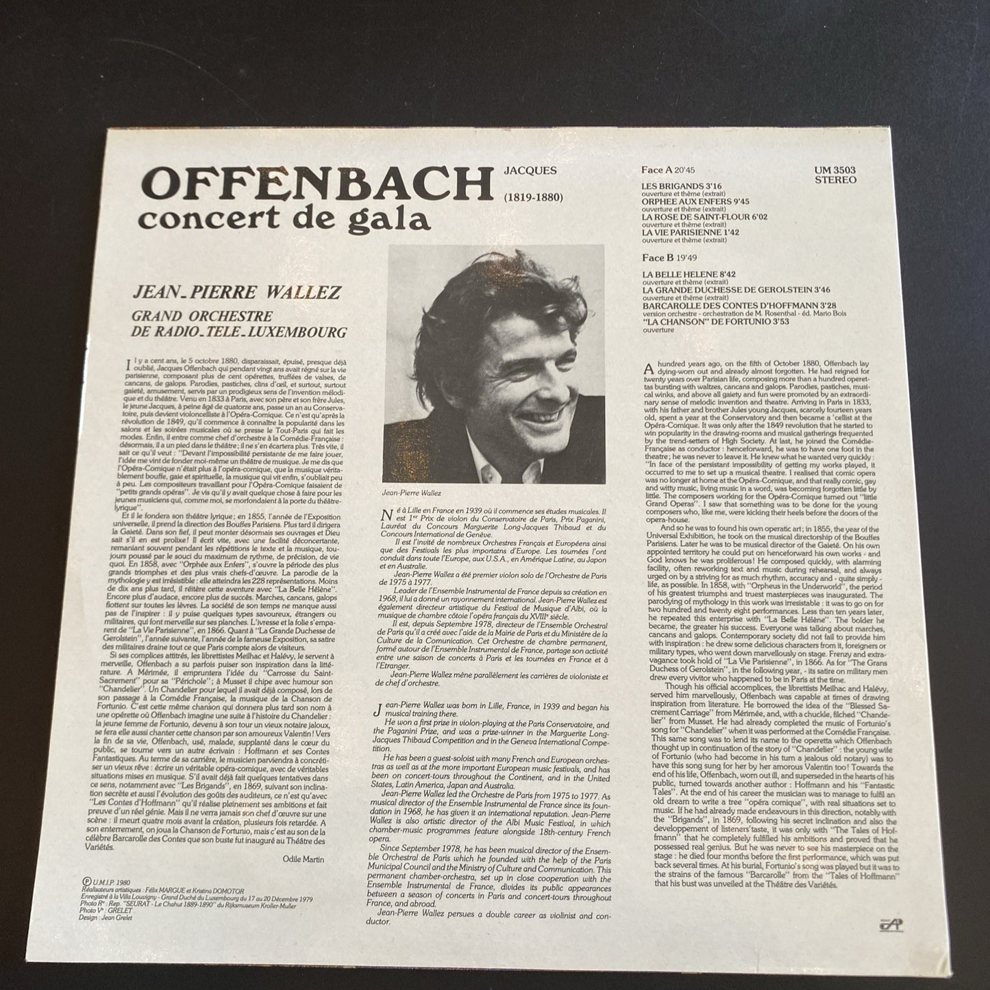 Vinyle 33T Offenbach concert de gala Jean Pierre Wallez