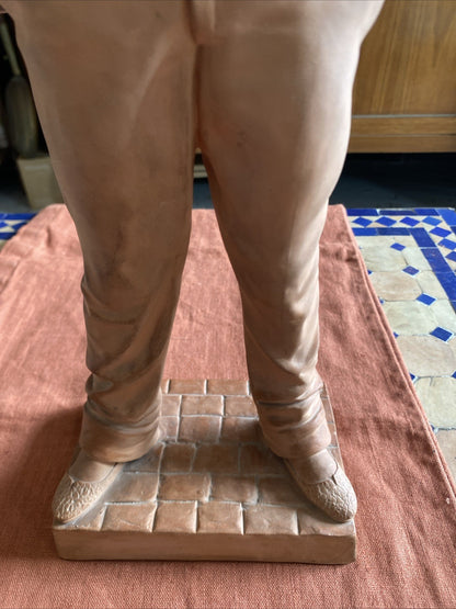 Statue ancienne en terre cuite – Jeune homme – Signée C. Massé