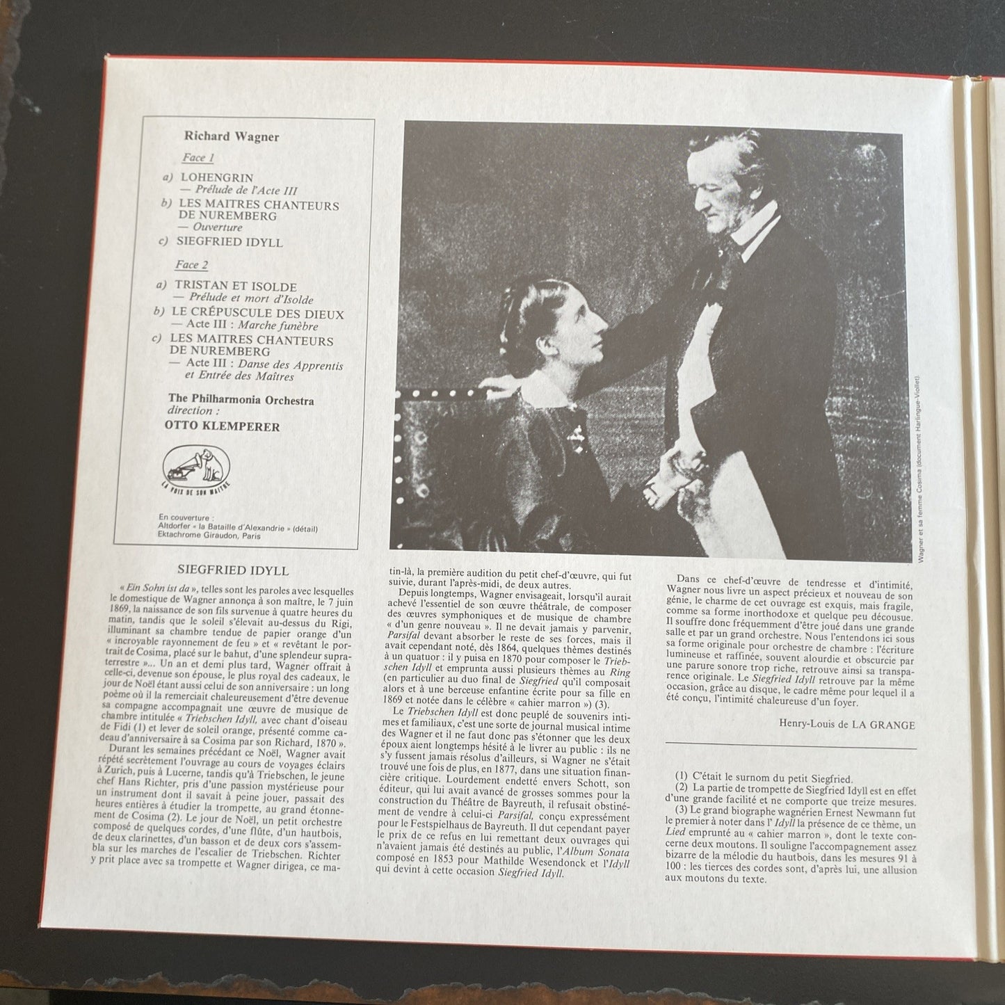 Vinyle 33T Wagner Otto Klemperer Philharmonia Orchestra EMI