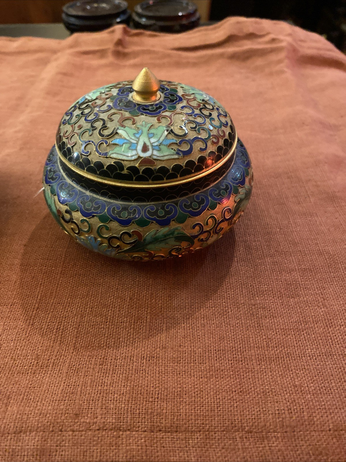 Paire De Pot Bonbonnière Chine Cloisonnées Polychrome