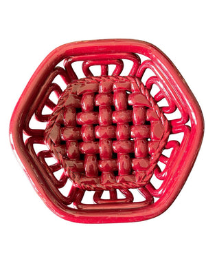 Panier tressé Vallauris en céramique rouge vintage