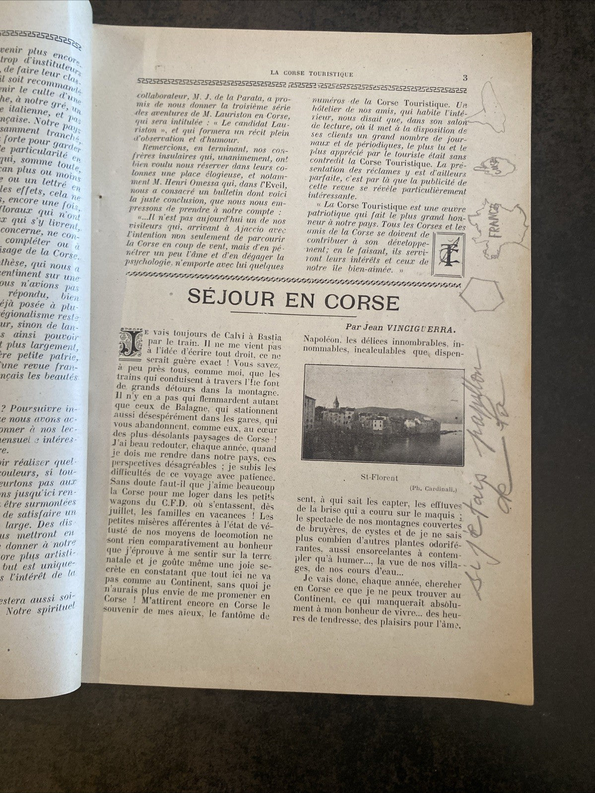 Revue ancienne La Corse Touristique – Janvier 1929 – couverture illustrée