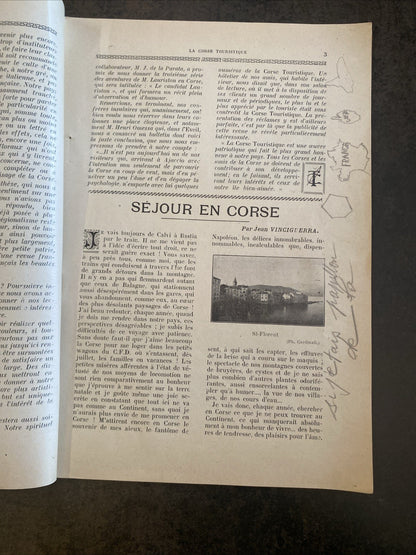 Revue ancienne La Corse Touristique – Janvier 1929 – couverture illustrée