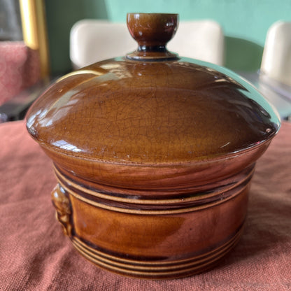 Pot En Grès Vernissé Détail Visages