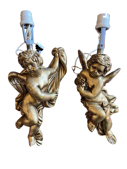 Paire d’appliques chérubins baroques doré Vintage