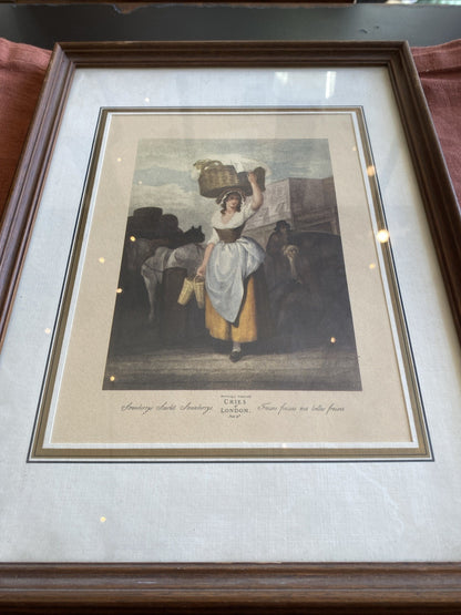 Estampe vintage Cries of london "Fraise, fraises, mes belles fraises"