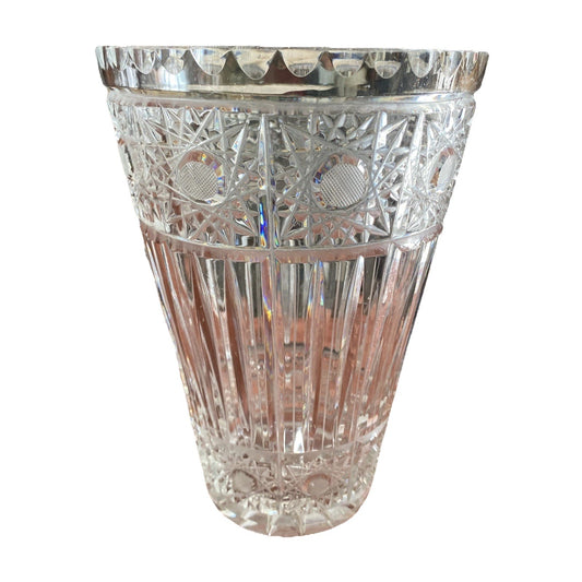Grand vase en cristal taillé décor étoile vintage