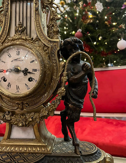 Pendule de cheminée Napoléon III aux angelo, XIXe Siècle