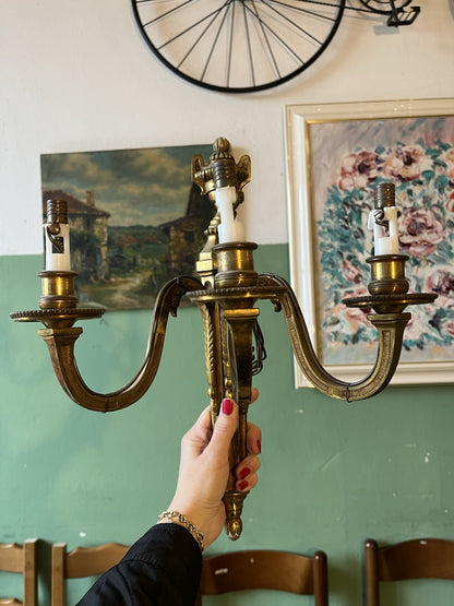 Paire d’appliques en bronze style Louis XVI décor bronze