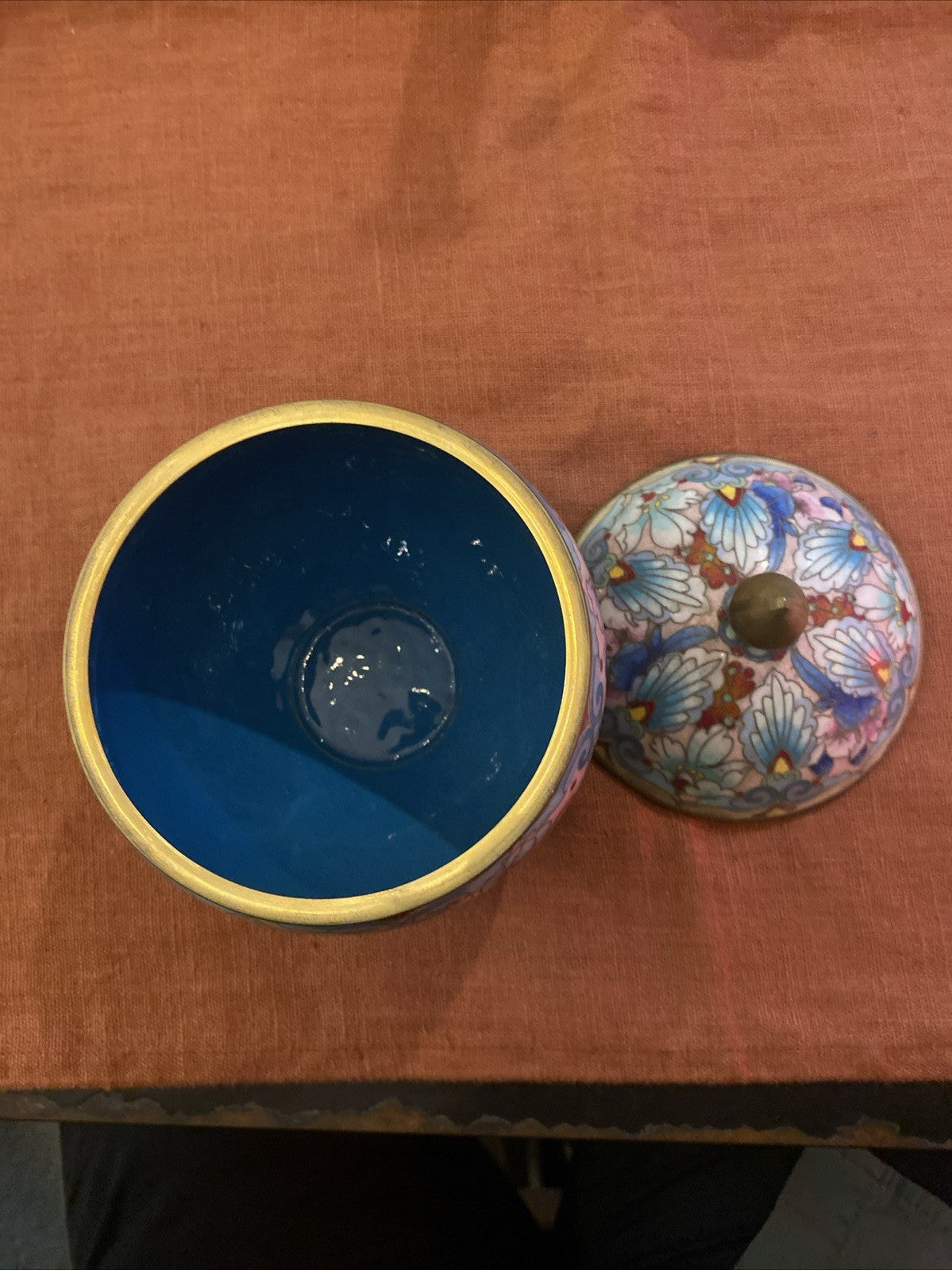 Pot Bonbonnière Cloisonnée  Émaillée Chinoise Décor Floral Polychrome