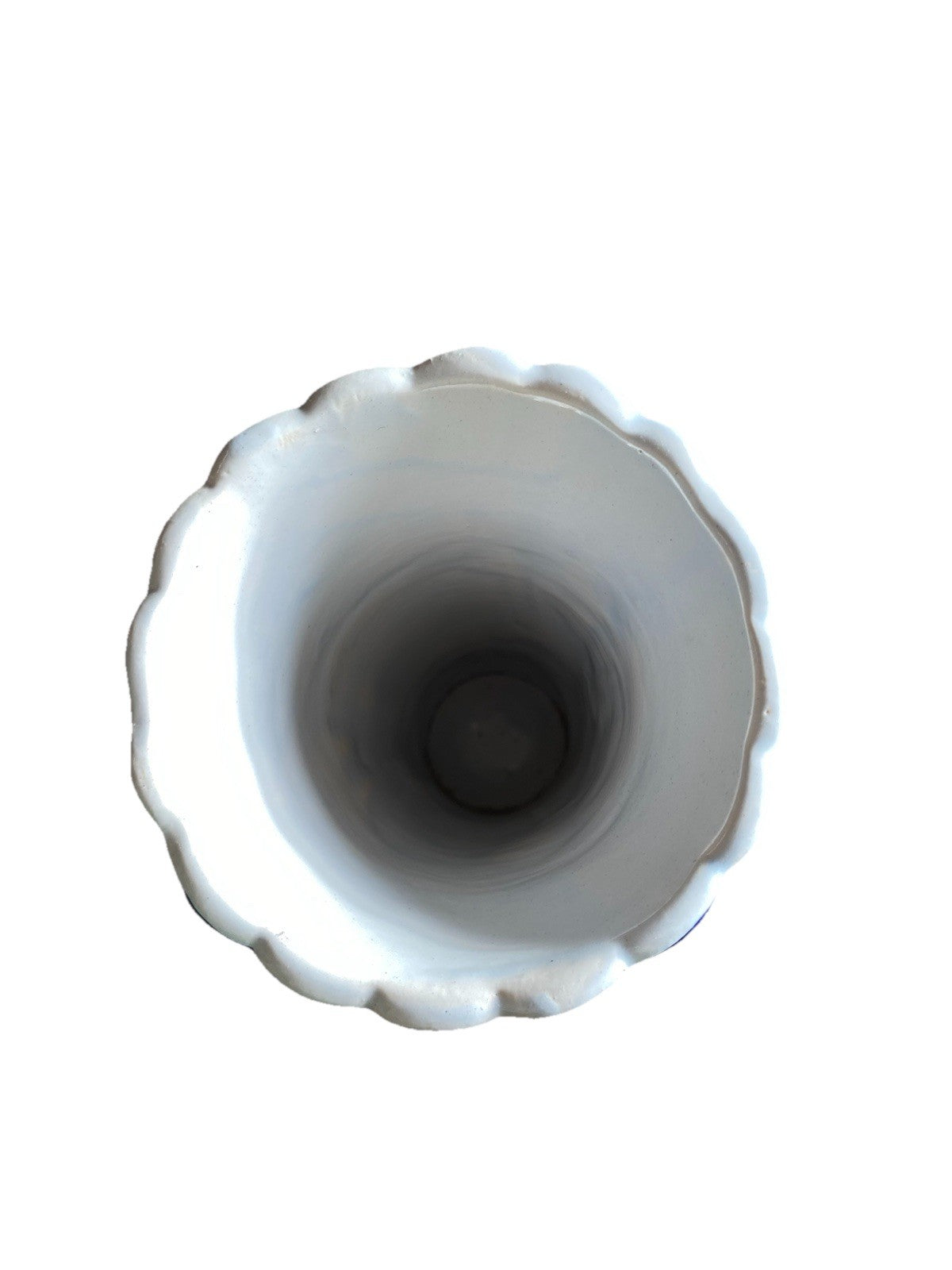 Vase faïence décor Rouen peint main – forme évasée col festonn