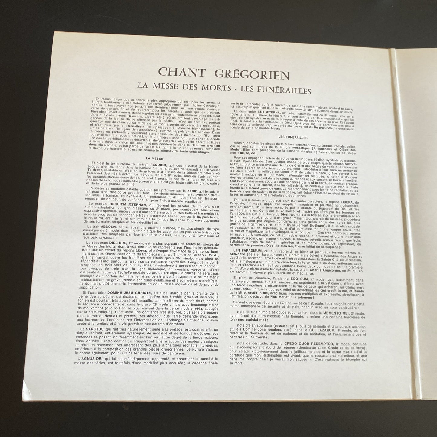 Vinyle 33T Chant grégorien Messe des morts Solesmes