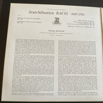 Vinyle 33T Bach Toccata et Fugue Hedwig Bilgram orgue